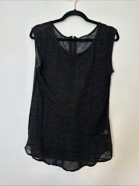 Trouve Black Textured Sleeveless Tank Top